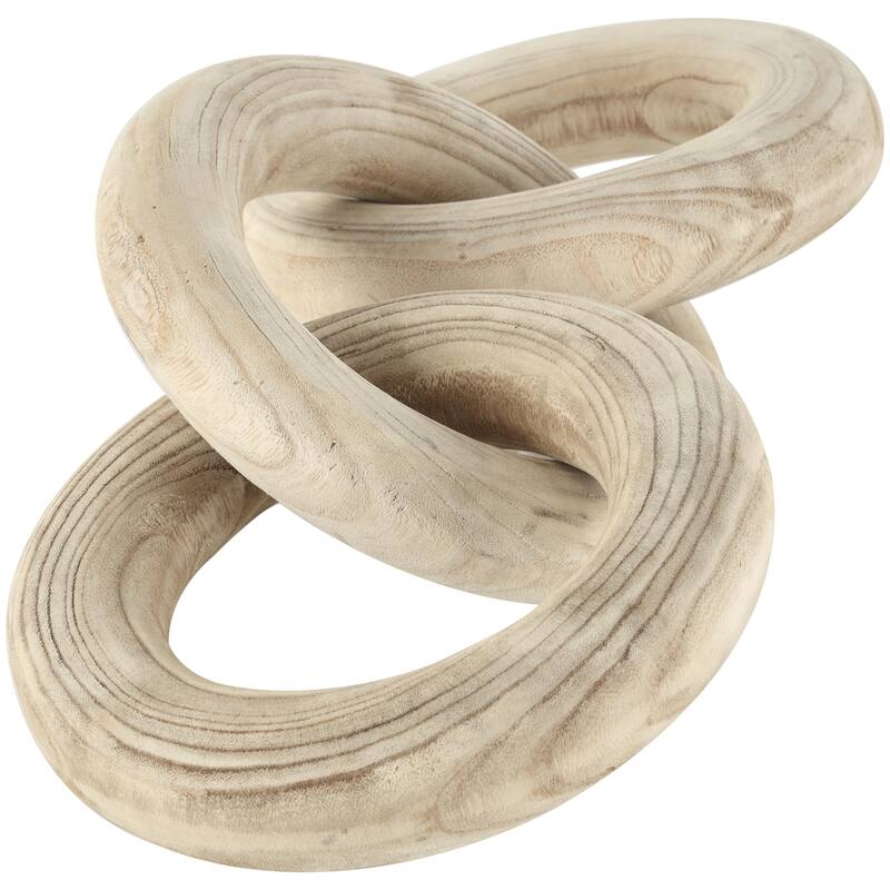 Wood Chain 3 Link Decorative Sculpture with Natural Wood Grain - Cream - Roche River Decor
