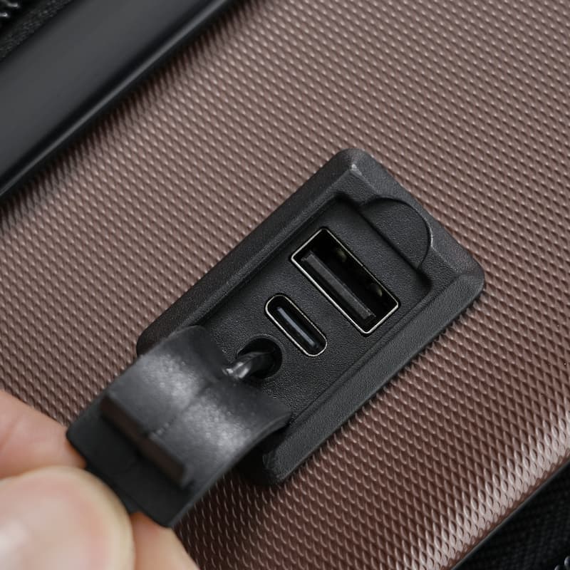 Luggage Sets 5 Piece with Front Opening, Hardside Expandable Carry On Suitcase Set with Double Spinner Wheel, with USB Port