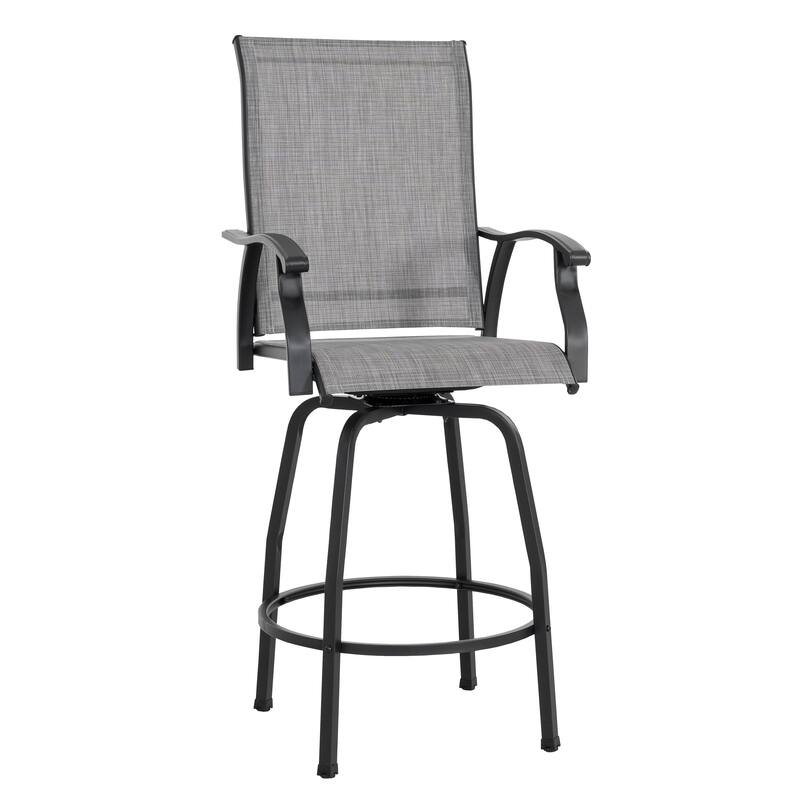 Patio 5-Piece Bar Set with Umbrella Hole, Swivel Textilene Bar Stools