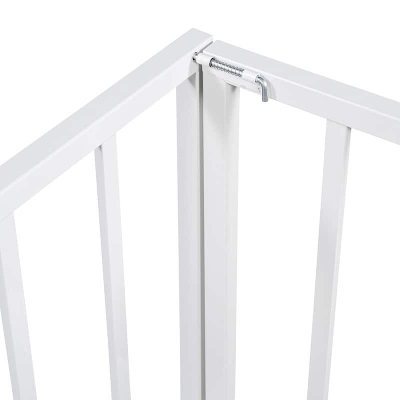 Queen Size Metal Floor Bed Frame with Fence and Door