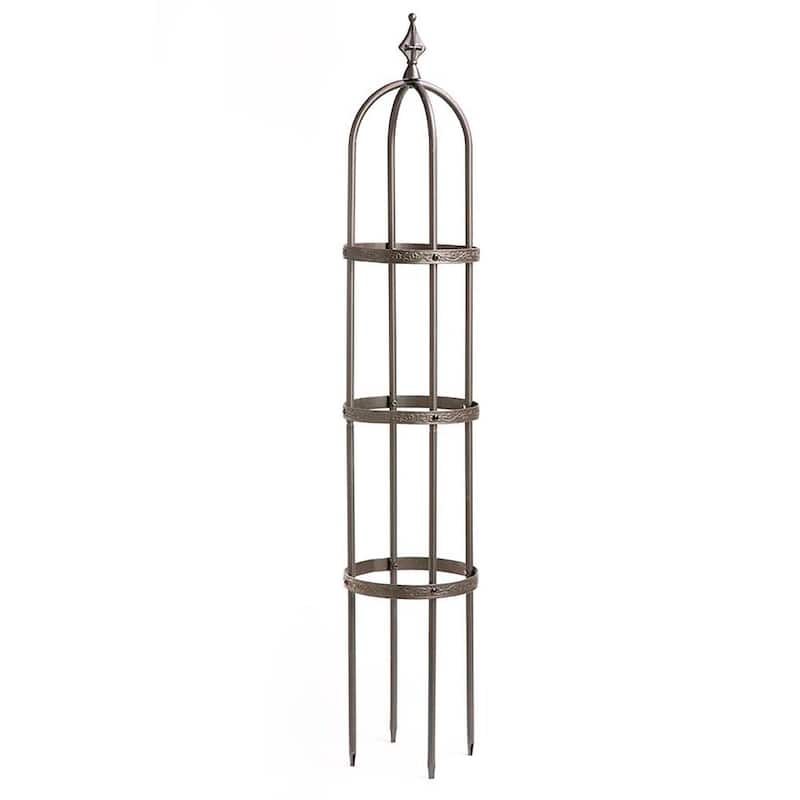 Powder-Coated Steel Garden Obelisk Trellis - Bronze - Small