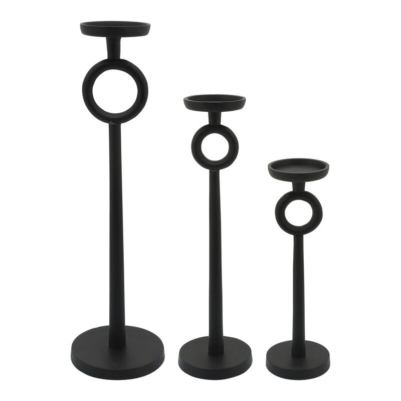Sagebrook Home Simple Black Modern Iron Candle Holder