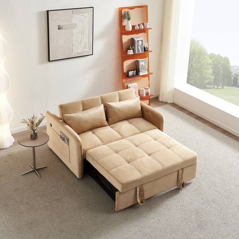 Velvet Sofa Bed 55.5" - Easy Assembly, Supportive Comfort