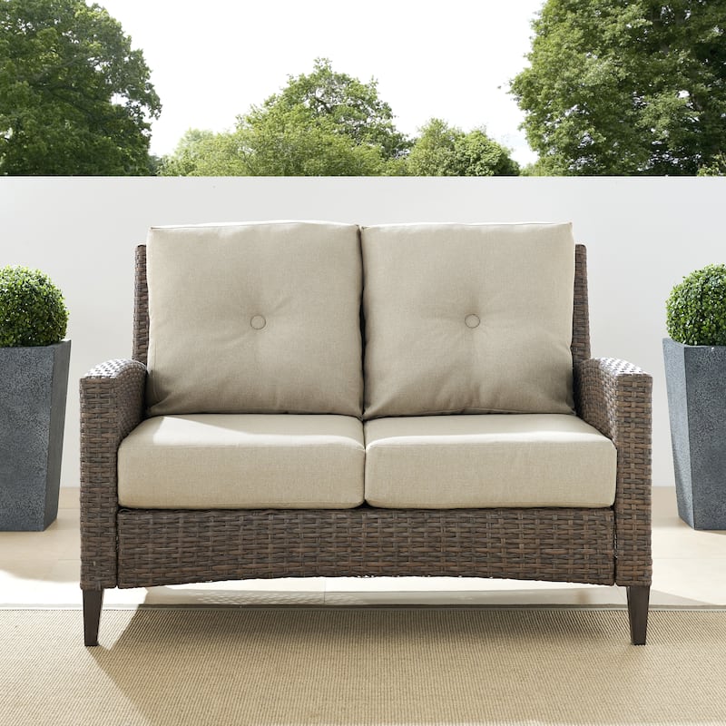 Rockport Outdoor Wicker High Back Loveseat - 67"W x 28"D x 37.5"H