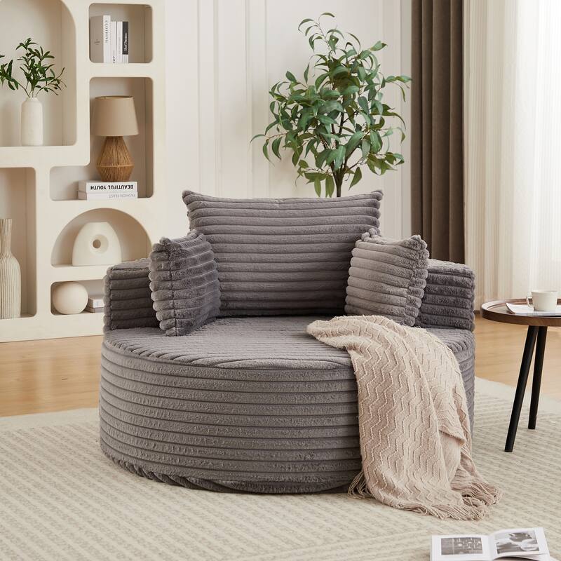 Rossetta 50"L Modern Backrest Pillow Design Fluffy Corduroy Sponge Single Sofa, No Assembly Required