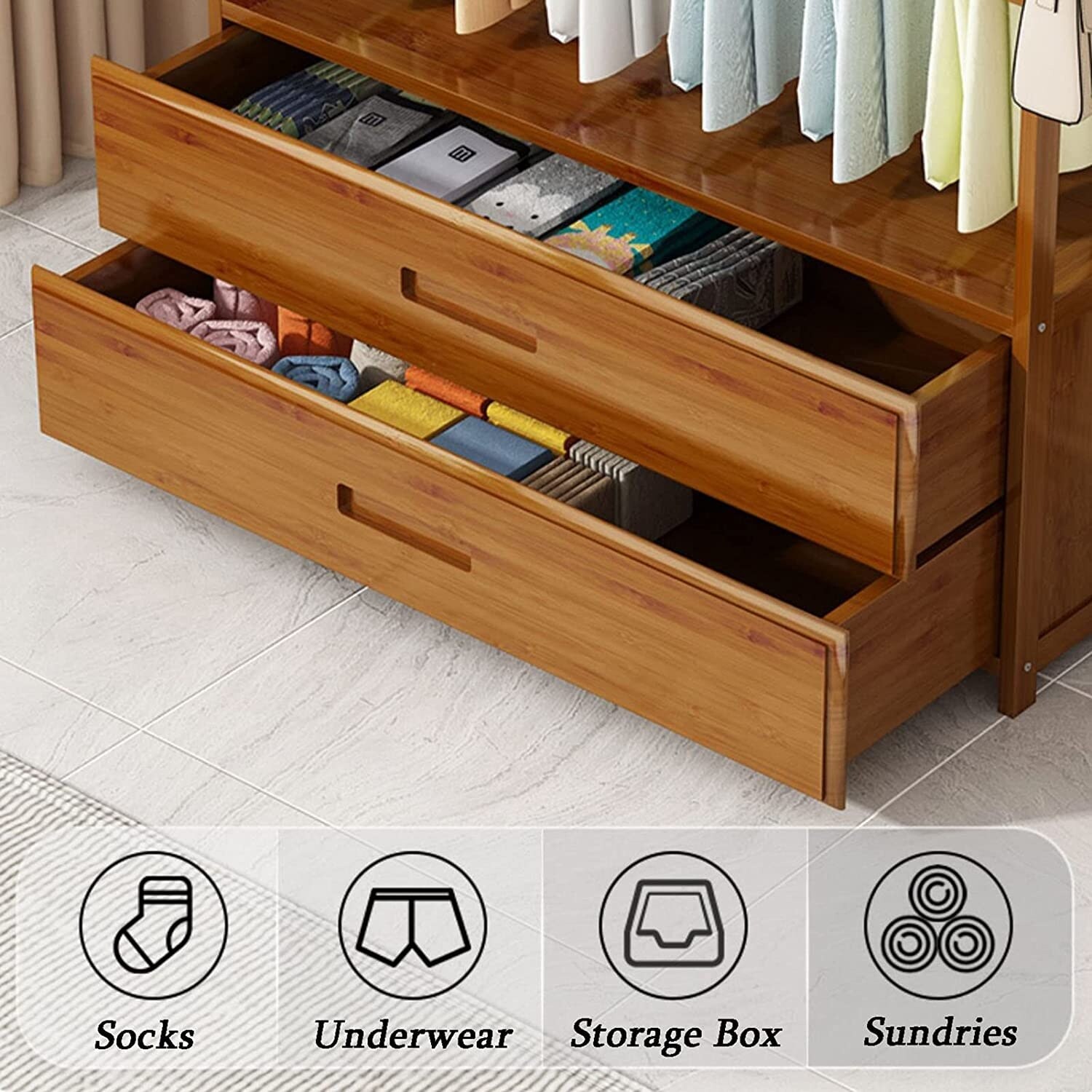 Coat Rack Retro Solid Wood Garment Rack, Freestanding Clothing