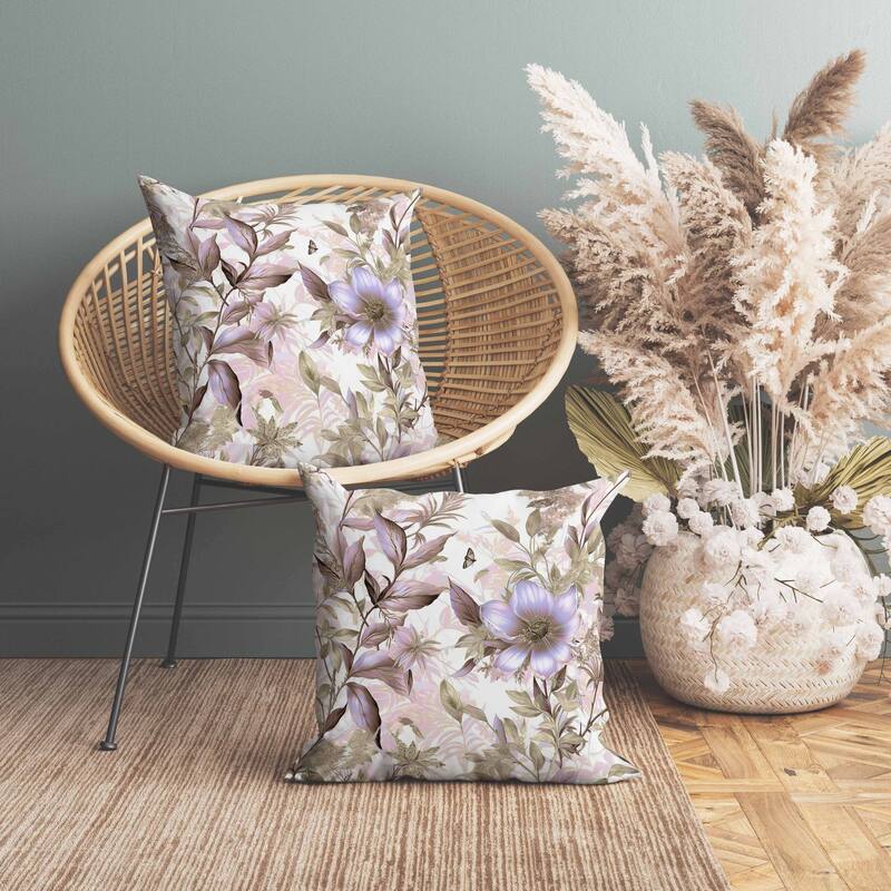 Exquisite Floral Breeze Faux Suede Reversible Throw Pillow Pink and Gold