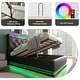 preview thumbnail 29 of 44, Lift Up Storage Platform Bed with USB Ports on Linen/PU Upholstered Headboard, 360° LED Low Profile Bed Frame, Remote Control