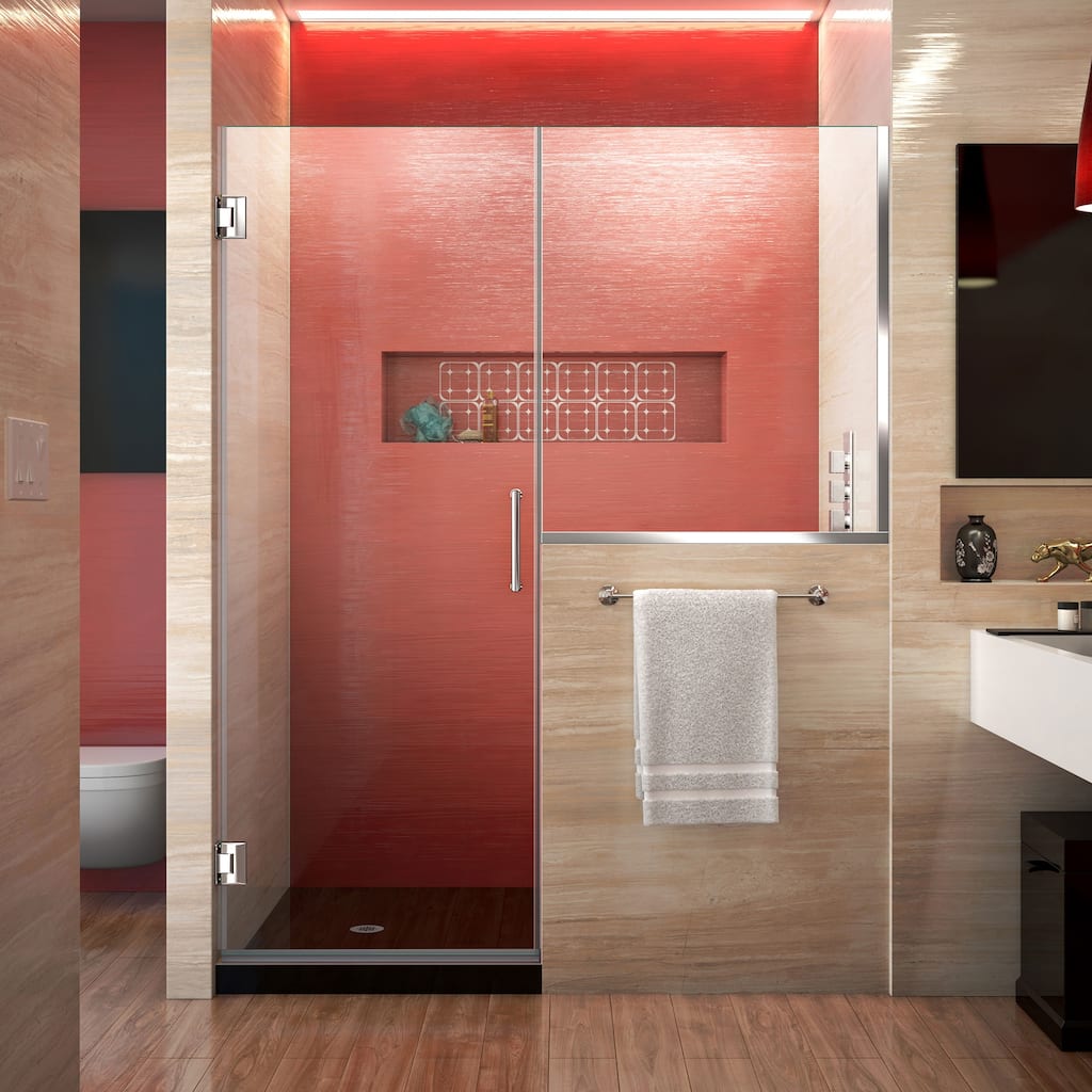 DreamLine Unidoor Plus 58-58 1/2 in. W x 72 in. H Hinged Shower Door with 34 in. Half Panel - 58" - 58.5" W