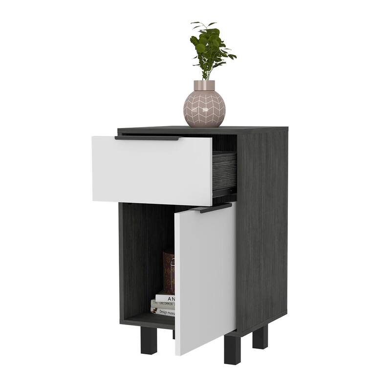 Nightstand with 1 Drawer and Single Door Cabinet