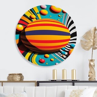 Designart 'Pop Art Colorful Spheres VI' Modern Metal Round Wall
