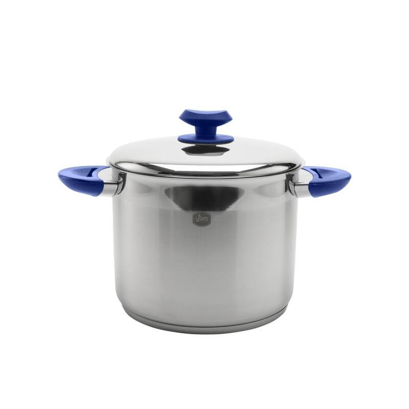 YBM Home Professional Chef's 18/10 Stainless Steel Stock Pot, Induction Compatible - 7 Quart - Blue
