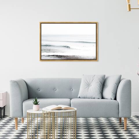 Oliver Gal 'Wave Beach' Nautical and Coastal Wall Art Framed Canvas Print Coastal - White, Blue