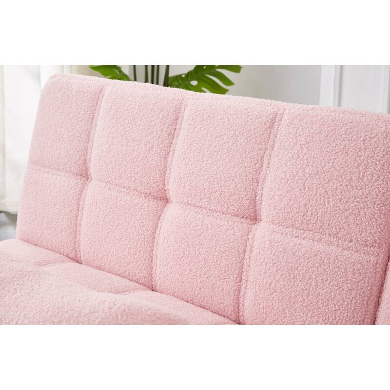 Modern Teddy Fabric Sofa Bed with Two-Piece Design and Easy Setup