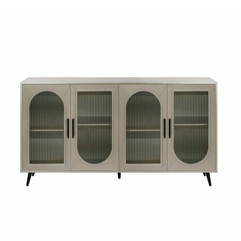 Wood TV Stand with Storage Cabinet and Adjustable Shelves - N/A