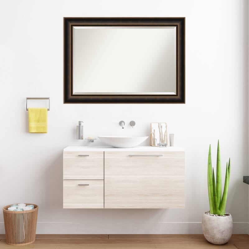 Villa Oil Rubbed Bronze Beveled Wood Framed Bathroom Vanity Wall Mirror - Villa Oil Rubbed Bronze
