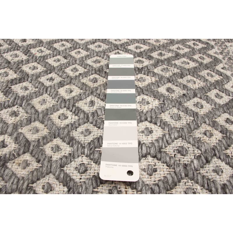 ECARPETGALLERY Hand Tufted Sienna Grey Wool Rug - 6'8 x 9'9
