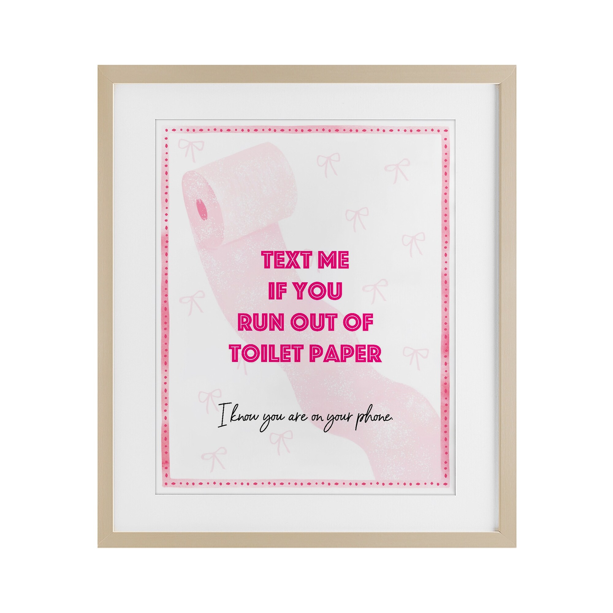 Stupell Pink Text for Toilet Paper Under Glass Framed Design By Ziwei Li