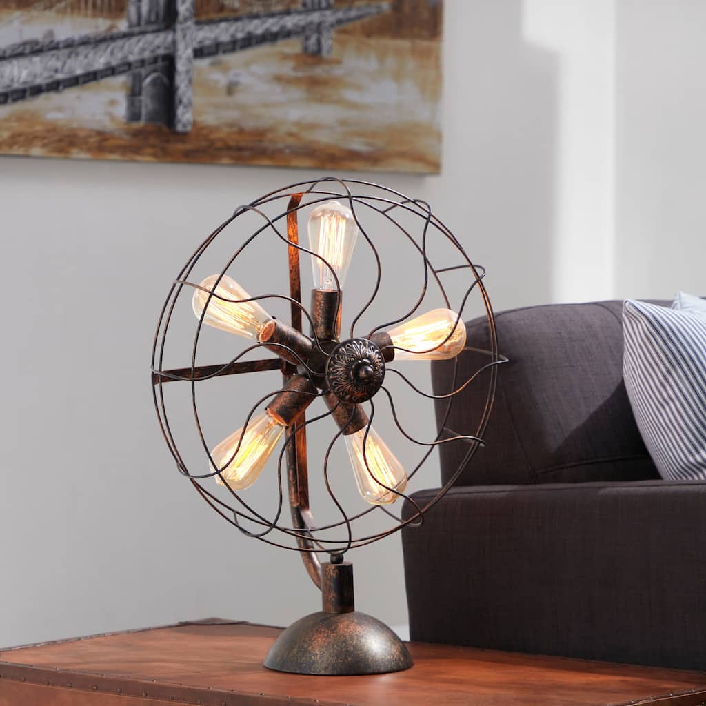 Bronze Metal Vintage Fan Shape 5 Light Accent Lamp - 18 x 24
