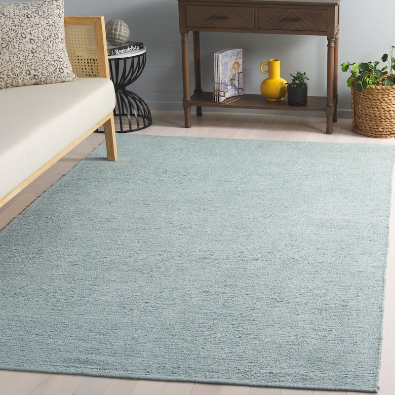 SAFAVIEH Handmade Montauk Willie Cotton Rug - 6' Square - Turquoise