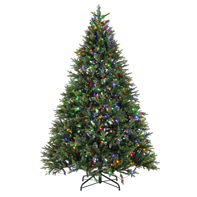 SAFAVIEH 7.5 Ft, Green, Pre-Lit Artificial Christmas Tree - 60"W x 60"D x 90"H