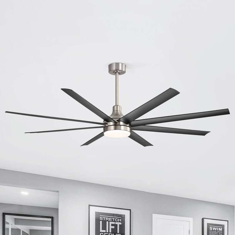 72 Inch Black Morden LED Ceiling Fan with Light Remote(8-Blade)