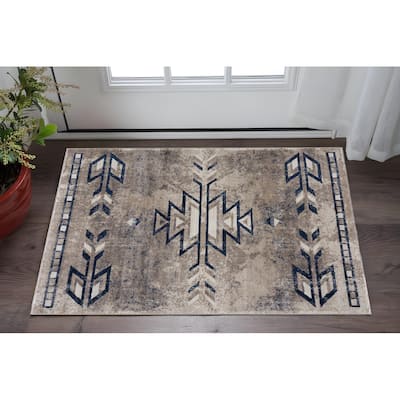 HomeRoots Abstract Modern Rectangle Area Rug - 60.00 in. x 27.00 in. x 0.40 in.