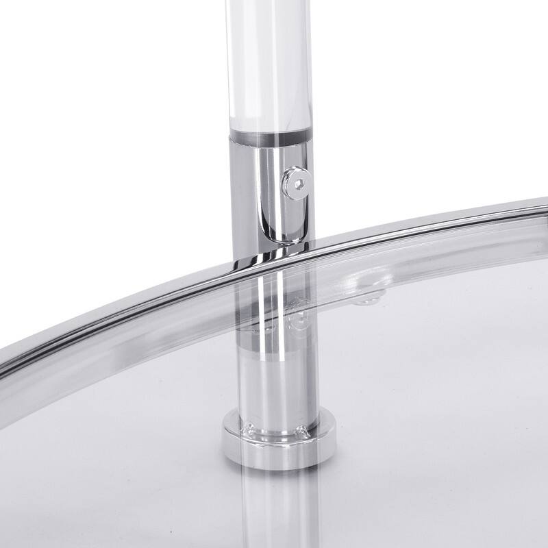 Grondin Modern Style Round 2-Tier Coffee Table Cocktail Table with Tempered Glass Top, Steel and Acrylic Frame
