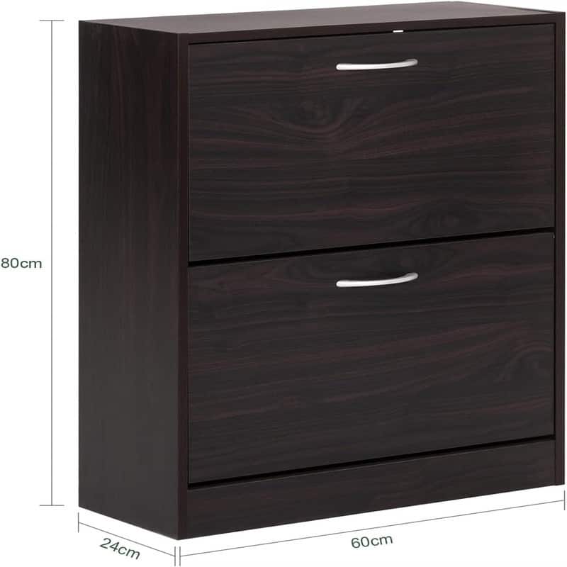 Brown Shoe Cabinet with 2 Flip-Drawers - 9.4"D x 23.6"W x 31.5"H