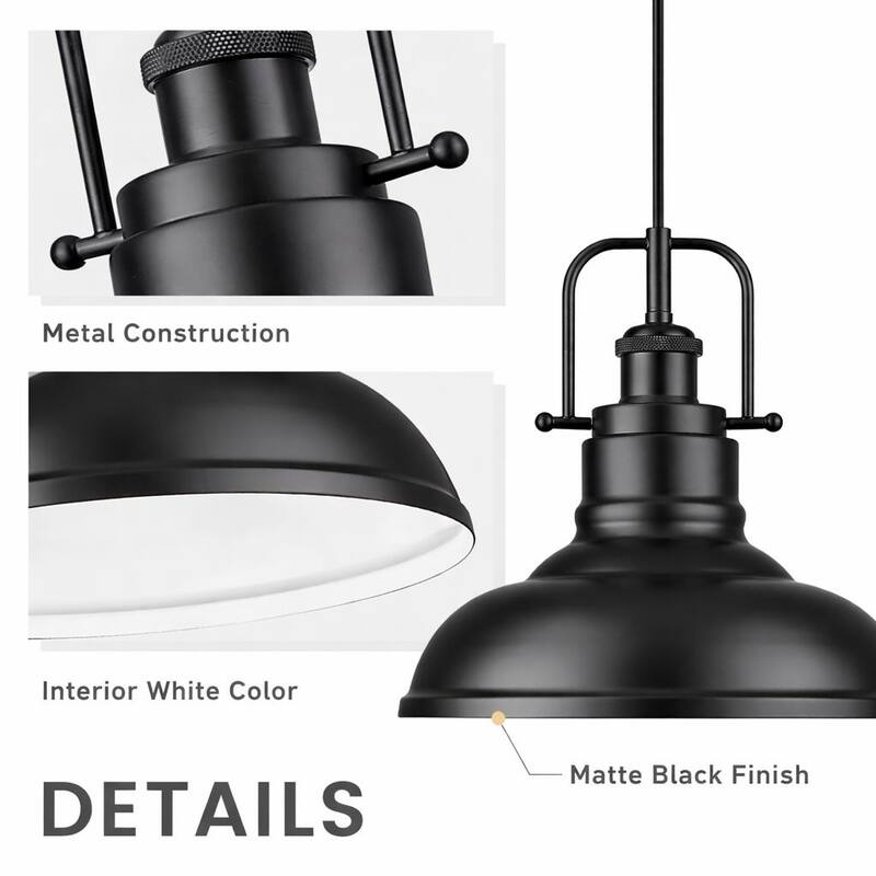 1-Light Industrial Farmhouse Metal Dome Pendant Light, Oil Rubbed Bronze Finish