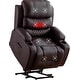 preview thumbnail 26 of 53, Oversized Power Lift Recliner Chair with Massage & Heat, PU Leather, USB Port, Cup Holders & Pockets Style 3 - Brown