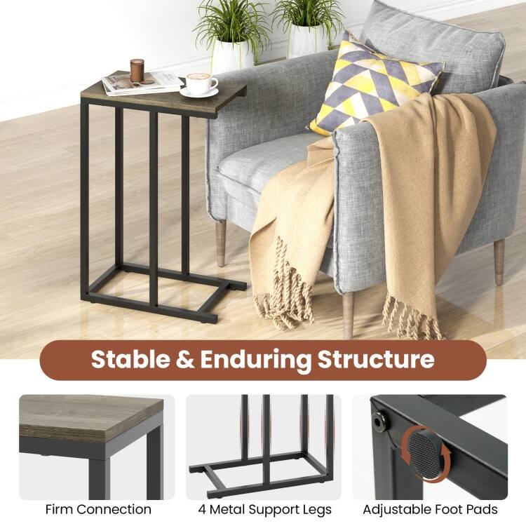 Metal Frame C End Table for Living Room Bedroom or Small Space