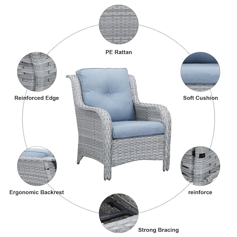 Gymojoy Outdoor Chairs with Ottoman Set of 4