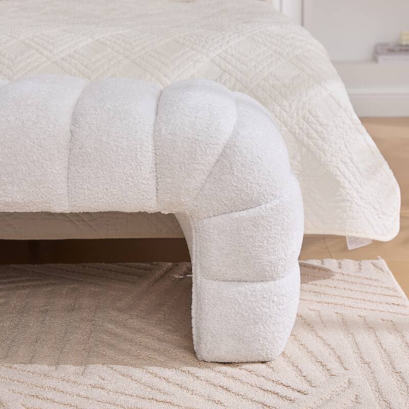69.7"Wide Modern Upholstered Armless Bed Bench,Channel Tufted Couch Daybed Chaise,Chenille Ottoman Foot Stool
