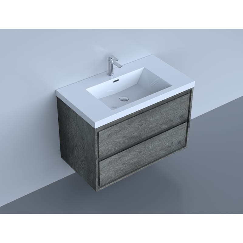 Sage 36" wall mounted bathroom vanity with single basin acrylic top