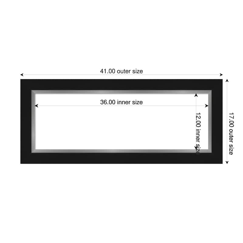 Amanti Art Eva Black Silver Framed Dry Erase Magnetic Board - 41 x 17 in - Eva Black Silver