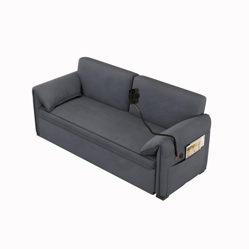 Convertible 63-inch Velvet Sofa Bed with Three Adjustable Modes - Comfortable Sofa, Lounge, and Double Bed for Home or Office
