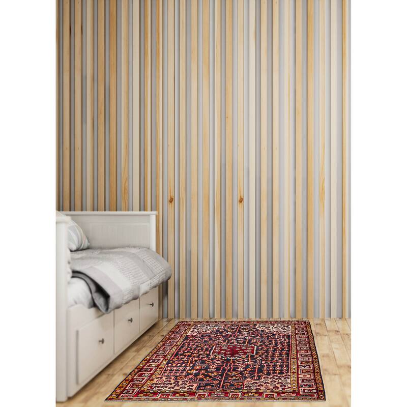 ECARPETGALLERY Hand-knotted Andelz Dark Navy, Red Wool Rug - 4'1 x 6'11