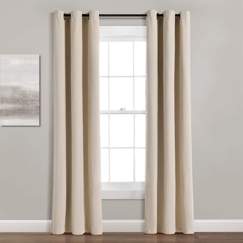 Lush Decor Insulated Grommet Blackout Linen Window Curtain Panel Single - Dark-Linen - 84" x 38"