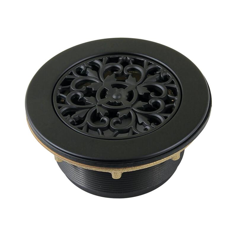 Kingston Brass Watercourse 4-1/4 Inch Round Brass Shower Base Drain - Matte Black