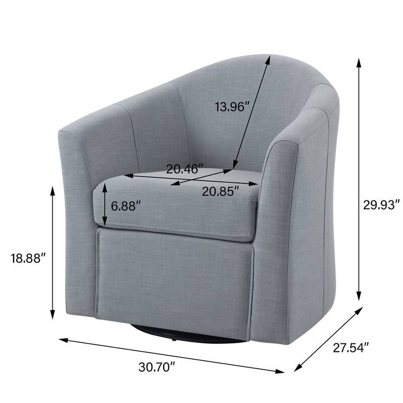 UIXE Swivel Barrel Accent Chair with Metal Base - 30.7"W x 29.9"H x 27.5"D