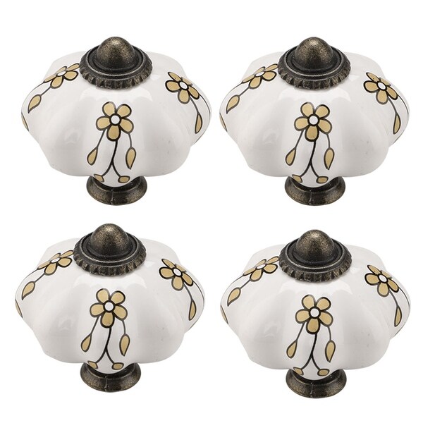 4pcs Ceramic Knobs Drawer Hand Printed Pull Handle Furniture Door Cabinet Cupboard Wardrobe Dresser #1