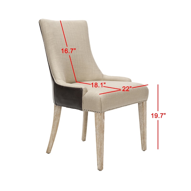 SAFAVIEH Brittney Beige Linen Dining Chair - 22" x 24.8" x 36.4" - 22"Wx25"Dx36"H