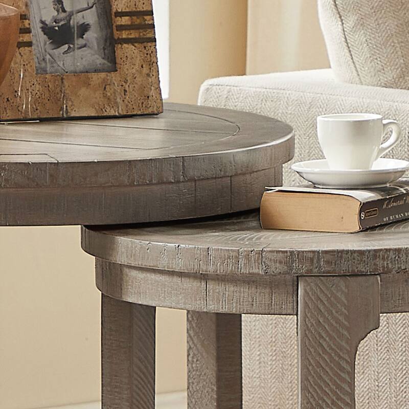 24 inch 2PCS Curved Traditional Round Circle Wooden Coffee Table Set