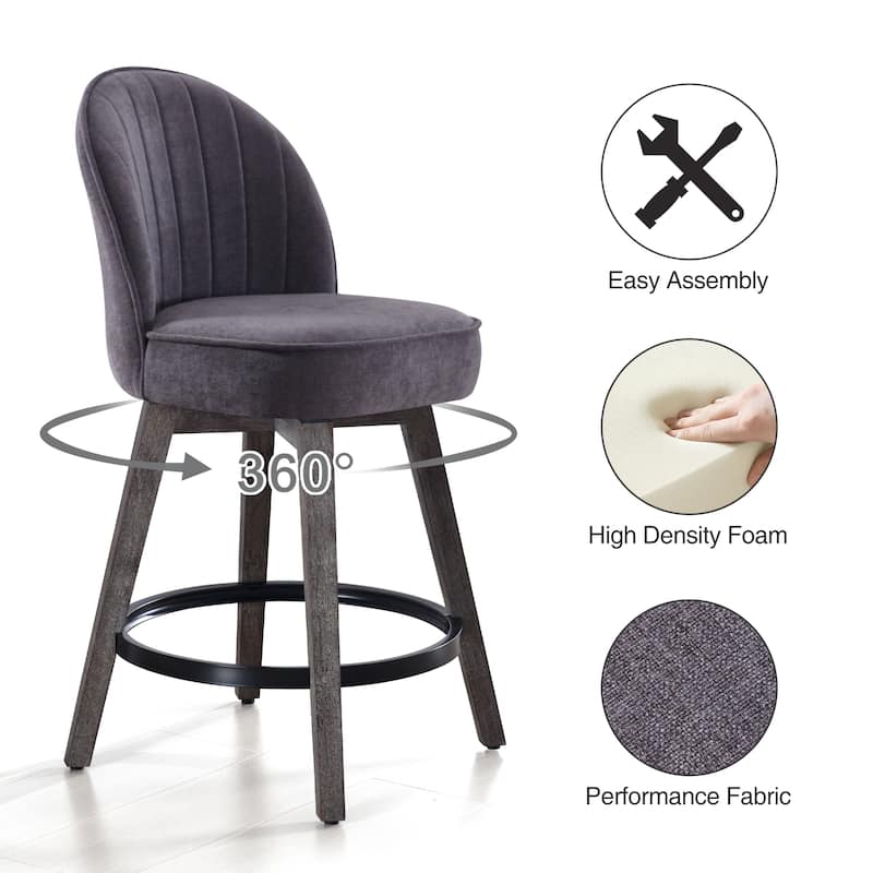 HOMYKA Swivel Bar Stool with Wood Legs Set of 4