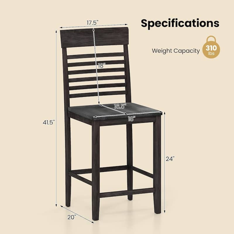 Set of 2/4 Wooden Dining Chairs 24" Counter Height Pub Chairs