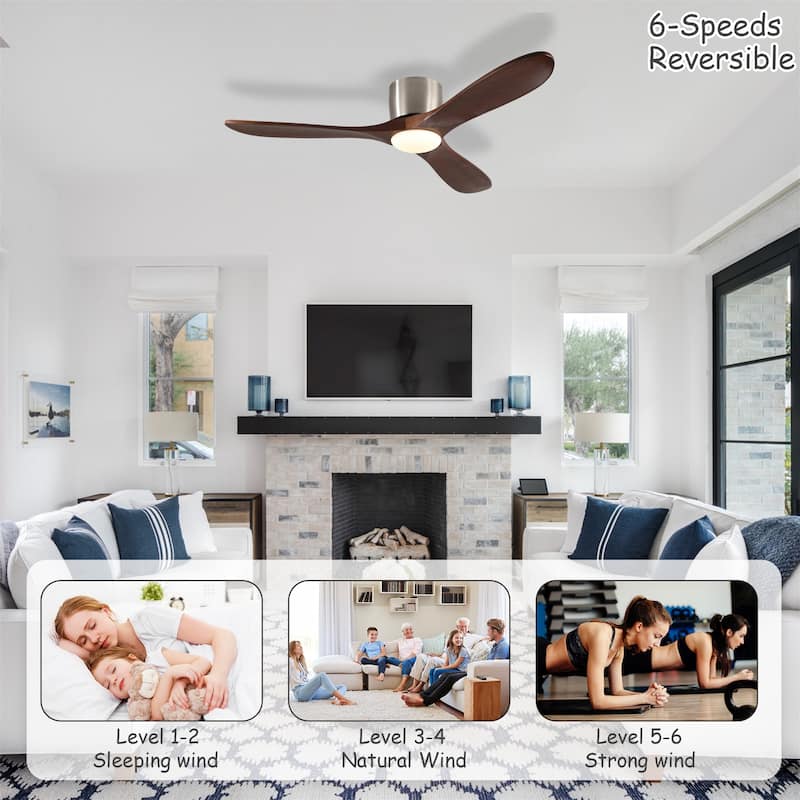 52" Ceiling Fan with Light and Remote Control, Reversible DC Motor