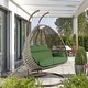preview thumbnail 69 of 128, LeisureMod Modern 2-Person Egg Hanging Swing Chair with Beige Wicker, Oxford Fabric Cover, Patio Hammock Lounger and Cushions