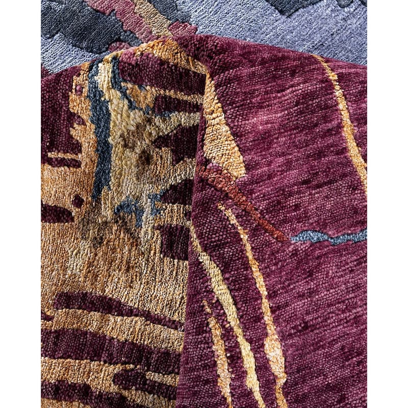 Modern One-of-a-Kind Hand-Knotted Area Rug - Pink, 9' 3" x 12' 1" - 9' 3" x 12' 1"