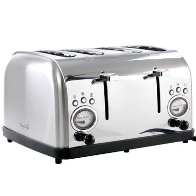 MegaChef 4 Slice Wide Slot Toaster with Variable Browning in Silver - 4 Slice